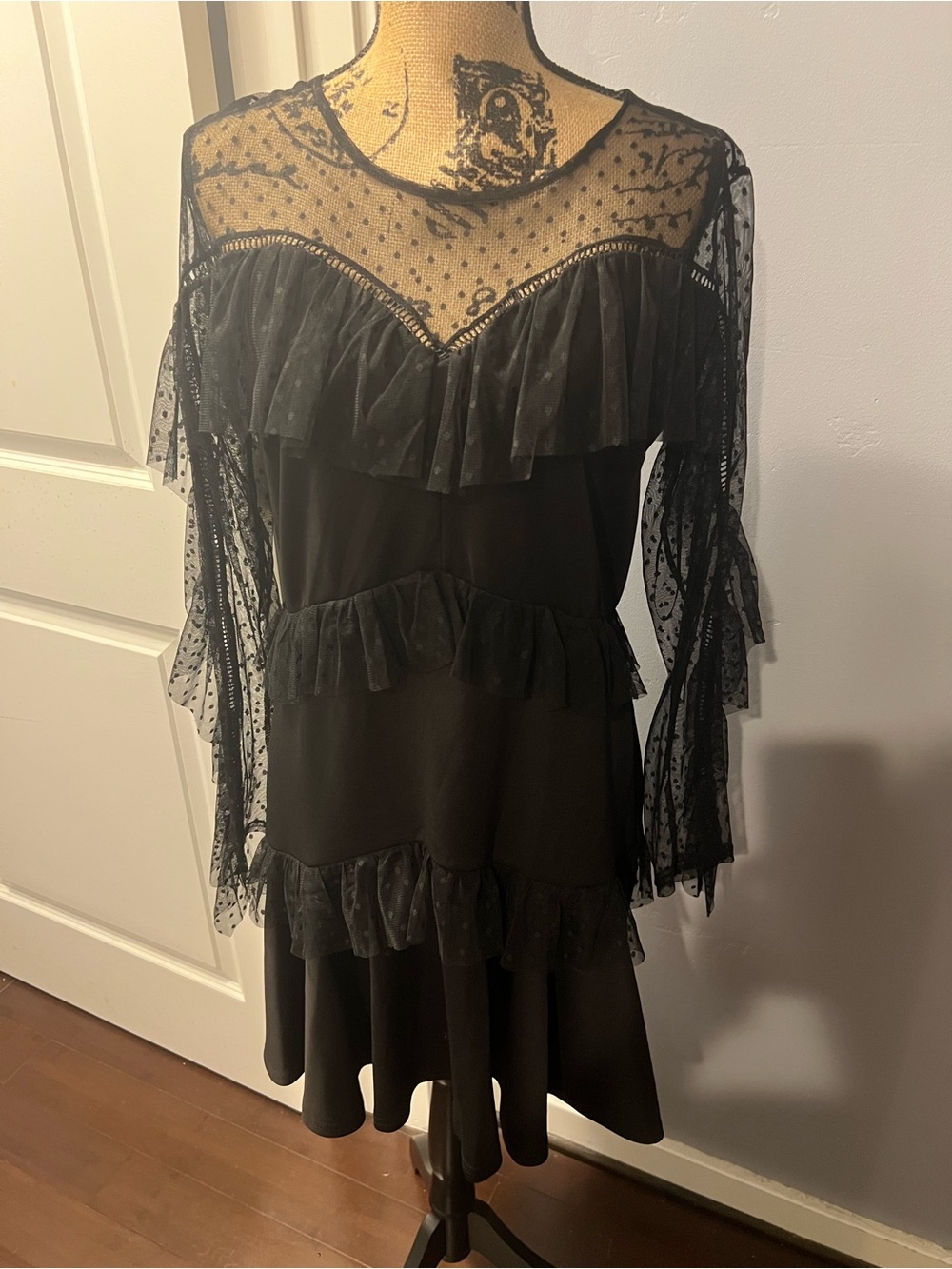 ASOS Black Layered Ruffle Mesh Dress